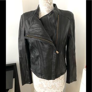 BEBE Asymmetrical Black GENUINE LEATHER Motorcycle Style Jacket